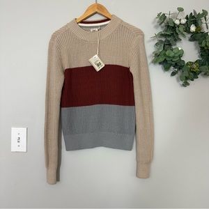 NWT Faherty Cozy Cotton Crew Autumn Colorblock Sweater
